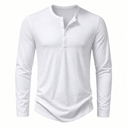 Button Long Sleeve Henley Neck T-Shirt