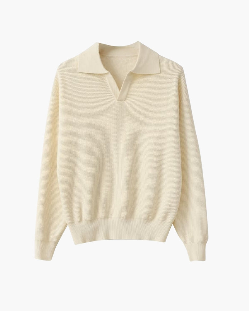 Men’s Textured Polo-Collar Jumper