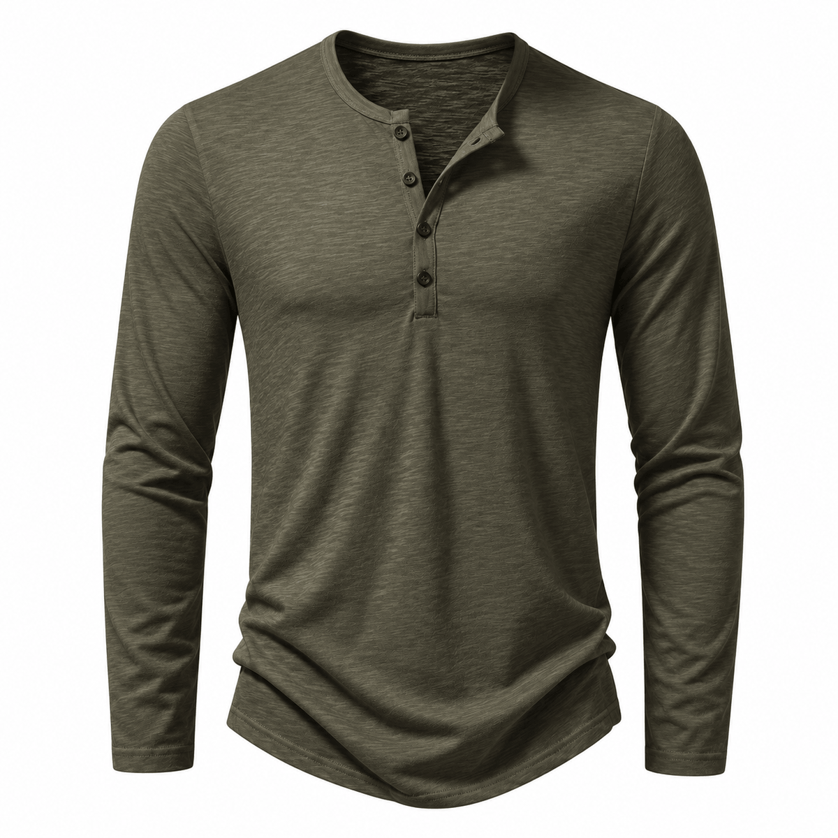 Button Long Sleeve Henley Neck T-Shirt