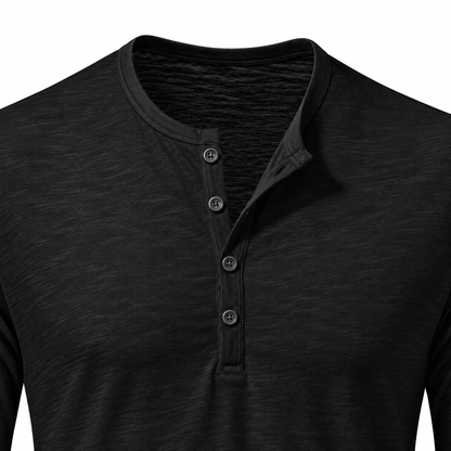 Button Long Sleeve Henley Neck T-Shirt