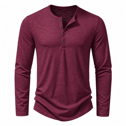 Button Long Sleeve Henley Neck T-Shirt