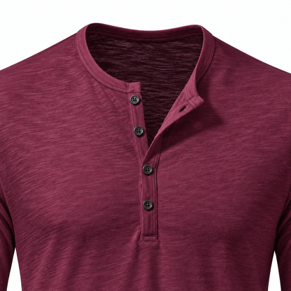 Button Long Sleeve Henley Neck T-Shirt